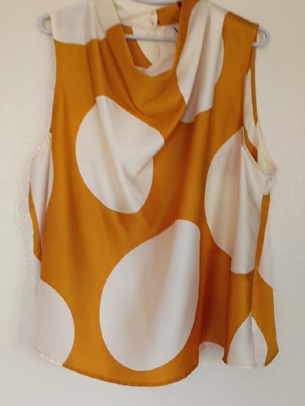 Worthington Sleeveless Polka Dot Cowl Neck Top - Mustard & Cream